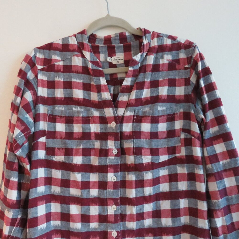 BRIDGE & BURN Dahlia Painted Plaid Red Dress Linen Cotton Prairie - Size XS - Picture 4 of 15